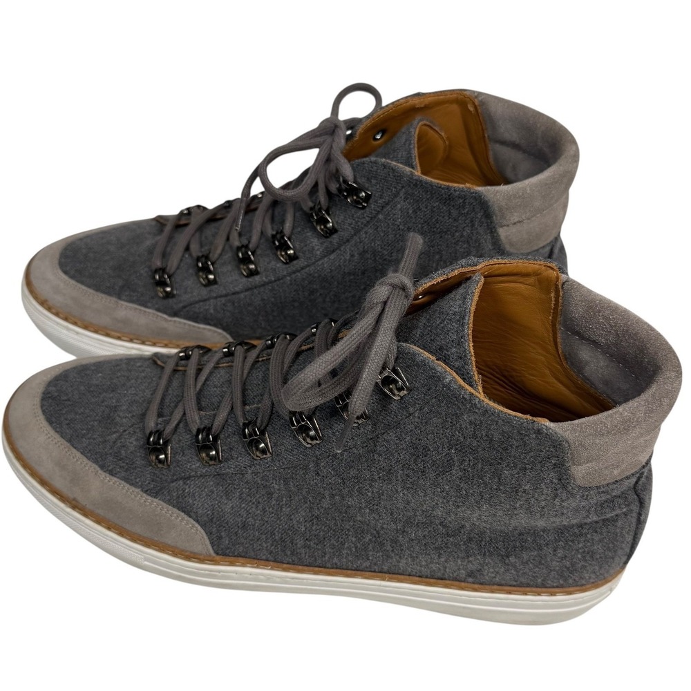 Taft Mens Grey Wool Suede High Top Sneakers Lace Up D-Ring Boots Size 46 - Picture 3 of 10